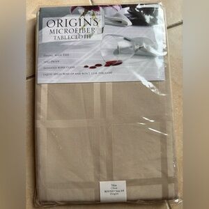 Brand new Origins Beige Microfiber Tablecloth